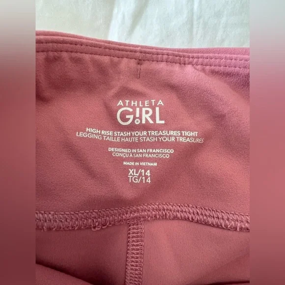 Athleta Girl | SZ XL (14) High Rise Stash Your Treasures Tight Legging Pink - Picture 2 of 7